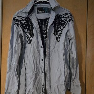 Roar Signature Black Embroidered Shirt